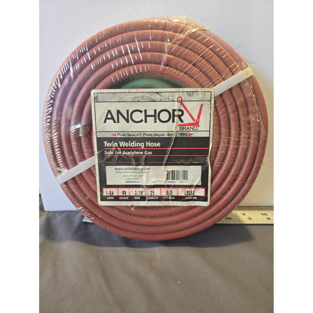 Oxy-Acetylene Twin Welding Hose R Grade 3/16" ID 25FT B&B Fittings